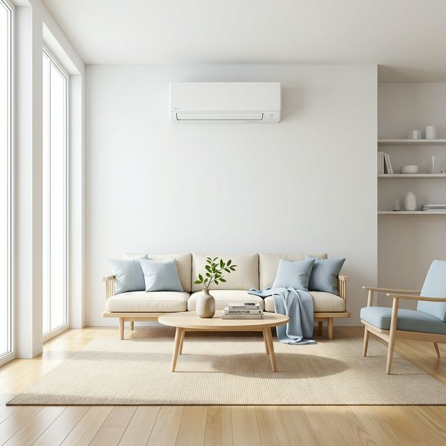清潔なエアコンと明るいリビング